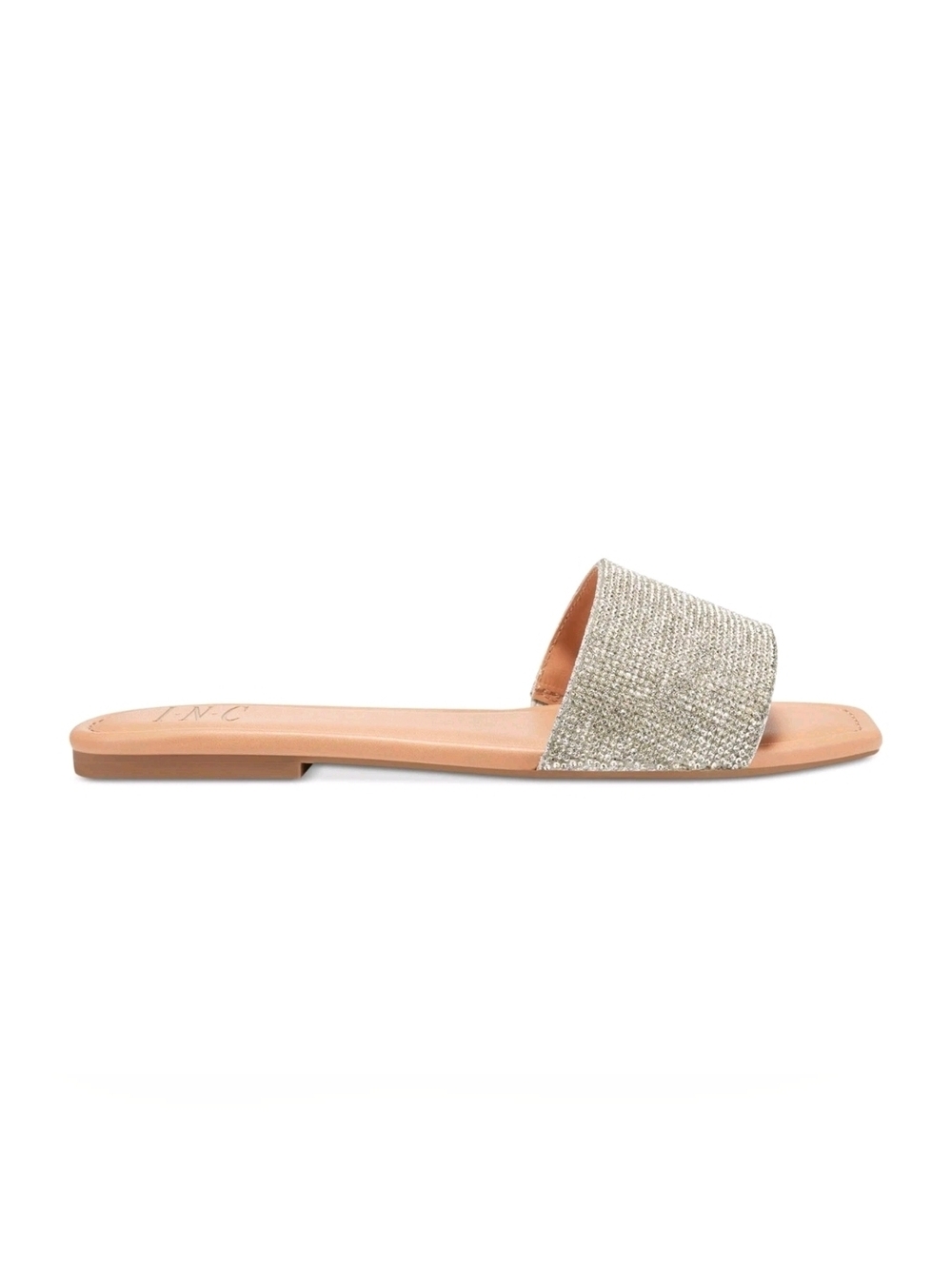 INC Silver Stretch Gore Natalia Sparkle Slide Sandal in Metallic Champagne - Picture 3 of 9